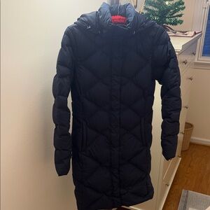 Navy Blue Quilted Down Coat